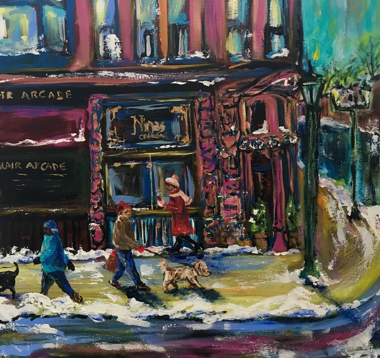 “Nina’s Coffeeshop” by Amy Clark - Acrylic 30 x 30 $525